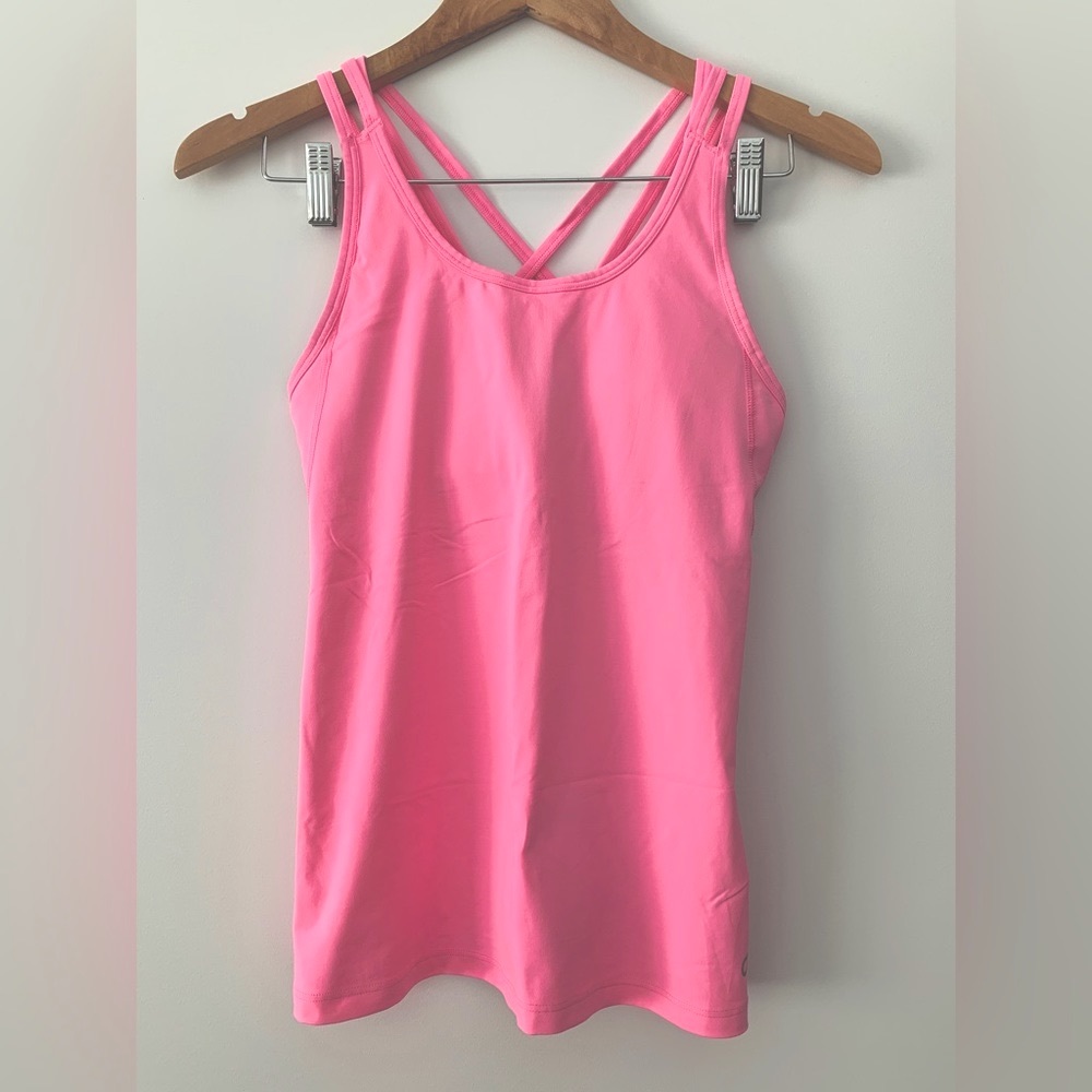 GAP FIT built-in bra 💗 pink strappy TANK TOP Size XS